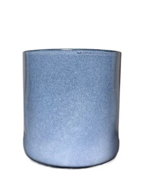 Blue & White Designed Round Cylinder Glossy Ceramic Planter 5.5”H